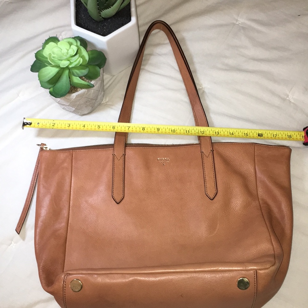 Fossil Camel Leather Tote Bag
